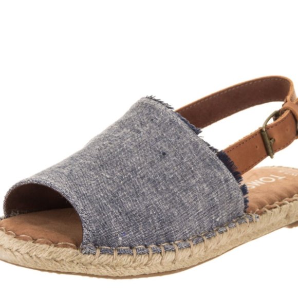 Nwob Toms Clara Blue Chambray Slingback 